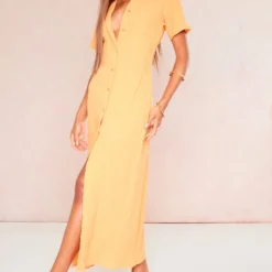 Robe Chemise Longue Orange Crêpée Texturée à Boutons -Jupe Lumine Soldes Boutique 1ad09741d1bf4bf92f55c631a2c830875c6ace0f cnd8851 3