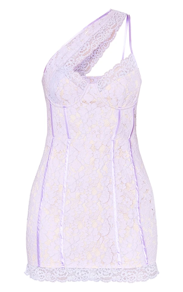 Robe Moulante Lilas à Armatures Et Liserés En Dentelle 5 Robe Moulante Lilas à Armatures Et Liserés En Dentelle – Image 5