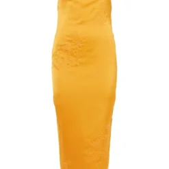 Robe Longue Satinée Mandarine Brodée Fleurie à Col Bénitier -Jupe Lumine Soldes Boutique 1b56f6cdeed376b844d1256f7d4e9c8e4000fa80 cnd7527 5