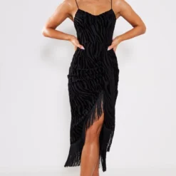 Robe Mi-longue Drapée Noire à Armatures Et Franges -Jupe Lumine Soldes Boutique 1b5a7c667089ef7db863ab72496d32a177af402c cnb3669 3