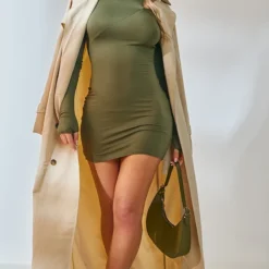 Robe Moulante Kaki à Découpes Et Manches Longues -Jupe Lumine Soldes Boutique 1b623fa55d7bdfe6e92e97ca9bee8a9a2cd8cf01 cnd2184 3