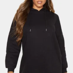 Robe Pull Noire à Capuche Oversize