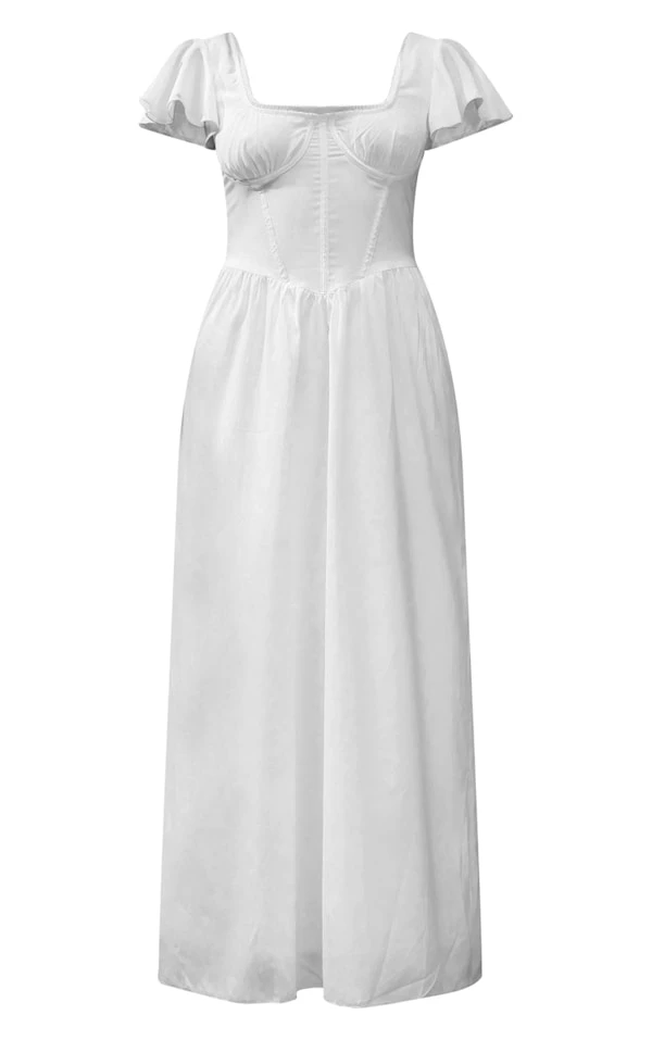 Robe Mi-longue Crème à Détail Corset 5 Robe Mi-longue Crème à Détail Corset – Image 5