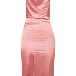 Robe Mi-longue Satinée Vieux Rose à Col Bénitier -Jupe Lumine Soldes Boutique 1c1f8d0b2af33247b0255270aa74c17c525039fc clw7847 3