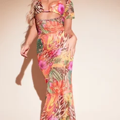 Robe De Plage Longue En Mesh Orange Imprimée Animal Mélangé à Manches Courtes Et Col Arrondi -Jupe Lumine Soldes Boutique 1cc6a458a68aa0a5f093eecdce49f75e670dec8f cnc9933 3