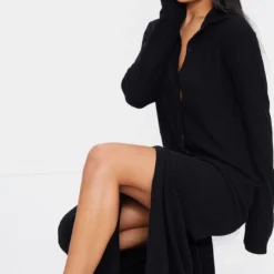 Robe Très Longue Côtelée Douce Noir Profond à Boutons Et Col -Jupe Lumine Soldes Boutique 1e50e954a473b65c4e623d6684667b955d90f606 cmp8540 4