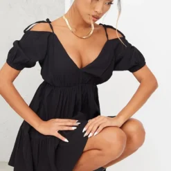 Robe Droite Texturée Noire à Manches Bouffantes Et Col En V 8 Robe Droite Texturée Noire à Manches Bouffantes Et Col En V -Jupe Lumine Soldes Boutique 1ed572125ef876b65dd7084134accab87ab2c587 cmy1762 5