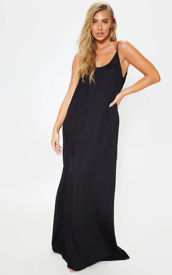 Diamond Robe De Plage Noire Oversize à Dos Ouvert 2 Diamond Robe De Plage Noire Oversize à Dos Ouvert – Image 2