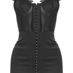 Robe Moulante Dos Nu En Maille Tissée Noire à Corset Lacé En Mesh Et Armatures -Jupe Lumine Soldes Boutique 1f44fa0963312f44959e1e4fde86098cc25de8ae cne2692 5
