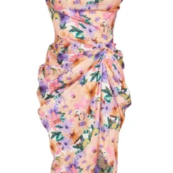 Robe Mi-longue Satinée Fleurie Multicolore à épaules Dénudées Et Jupe Drapée -Jupe Lumine Soldes Boutique 1f53ec9d853d9e43c206cfab543b0f57e43237ae cmy4130 6