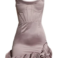 Robe Moulante Style Corset Satinée Rouille à Col Bénitier Et Ourlet Volanté -Jupe Lumine Soldes Boutique 206f0fae4f264ab577a8be74b6b34434e92ca55f cmt9168 6