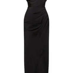 Robe Longue Satinée Drapée Noire à Col Bénitier -Jupe Lumine Soldes Boutique 209a820473ffb89d6ddb73299e9217d6091079c4 cmu6187 6