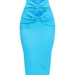 Robe Longue Bustier Texturée Froncée Bleu Vif à Découpes -Jupe Lumine Soldes Boutique 21758916a3b66403a67b1e07ffa01ef96505a010 cne8567 5