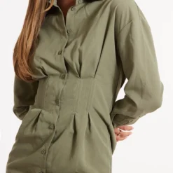 Robe Chemise Kaki à Taille Style Corset -Jupe Lumine Soldes Boutique 21d29b61488116c70e1fab3cb27ae66c5427d42d cnc7002 4