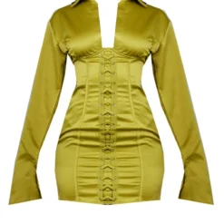 Robe Chemise Satinée Lacée Vert Olive à Armatures Et Oeillets -Jupe Lumine Soldes Boutique 21f60d832c2cd2f77719e6571c80cf6b992c94bf cnd0482 5