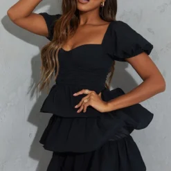 Robe Patineuse Noire Crêpée à Détail Bonnets Et Jupe étagée -Jupe Lumine Soldes Boutique 2280299551a2d63f27eaf29fbcb4cf14495b1d4f cmt1588 4