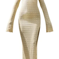 Logic Robe Longue Texturée En Mesh Crème à Dos Nu Arrondi Et Manches Flare -Jupe Lumine Soldes Boutique 2335f164276d3ff11b0ffa89c9a57bf30aa436cb cne6486 5