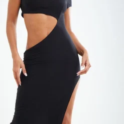 Robe Longue Moulante Noire Découpée à Manches Courtes -Jupe Lumine Soldes Boutique 23abc13e8c1288f90f8d3ad3baa6d65fa6ca20c2 cnd7374 4