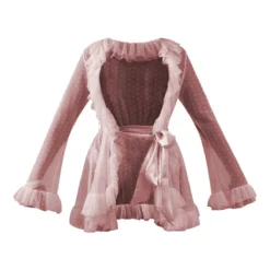 Robe De Chambre En Mesh Rose à Volants Et Taille Nouée -Jupe Lumine Soldes Boutique 23b25ec004e4dc6f656b732e102c372f3a198d50 cnc1271 5
