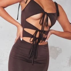 Robe Mi-longue Moulante Chocolat à Liens Noués Multiples -Jupe Lumine Soldes Boutique 24883e0e1e885555cf77151207b7e201e5552e2e cnb0734 4