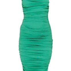 Robe Longue Froncée Verte à Col Bénitier Et Bretelles Fines -Jupe Lumine Soldes Boutique 256ab2cf8e3251c2ba6cc10e82bd197676944688 cmy2306 6
