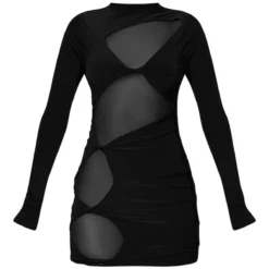 Robe Très Moulante Noire à Parties En Mesh Et Noeuds -Jupe Lumine Soldes Boutique 27c27cec71fde8e979465d7454b0fa36ca43fea0 cnc5916 5