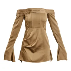 Robe Droite Satinée Plissée Kaki à Col Bardot Et Manches évasées 9 Robe Droite Satinée Plissée Kaki à Col Bardot Et Manches évasées -Jupe Lumine Soldes Boutique 2901cb2263843be8d4d2a55054c841022575f476 cnc6159 5