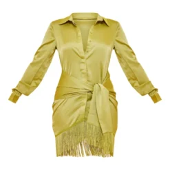 Robe Chemise Satinée Vert Citron à Détail Drapé Et Ourlet Frangé 9 Robe Chemise Satinée Vert Citron à Détail Drapé Et Ourlet Frangé -Jupe Lumine Soldes Boutique 295b890d7ba47a9a22712e1b25dd20eae7ef5aa4 cnd7687 5