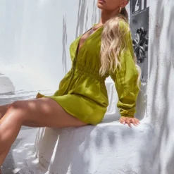 Robe Chemise Vert Olive Oversize à Taille Froncée 8 Robe Chemise Vert Olive Oversize à Taille Froncée -Jupe Lumine Soldes Boutique 29d53405befab0de656bfdbeadfb269afcbb3933 CMS9355 4