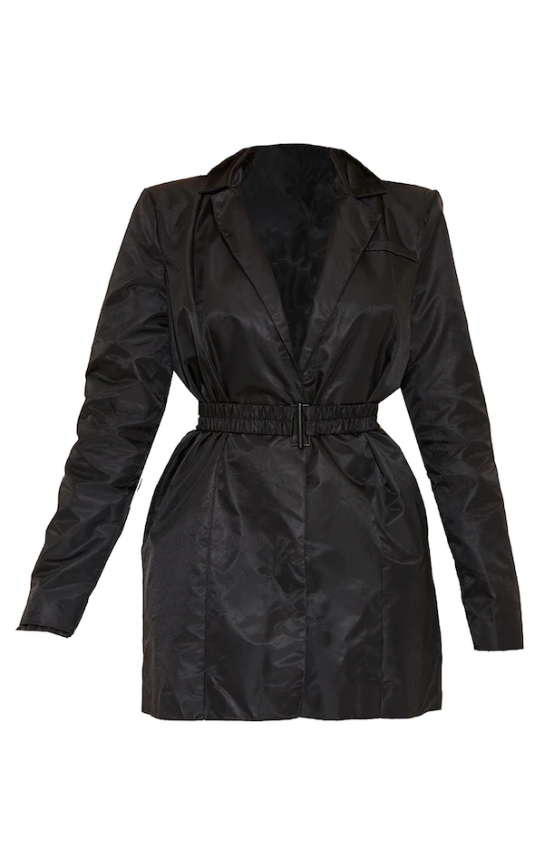 Robe Blazer Oversize Noire En Nylon 6 Robe Blazer Oversize Noire En Nylon – Image 6