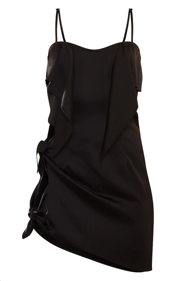 Robe Moulante Satinée Noire à Découpes Nouées Et Bretelles 5 Robe Moulante Satinée Noire à Découpes Nouées Et Bretelles – Image 5