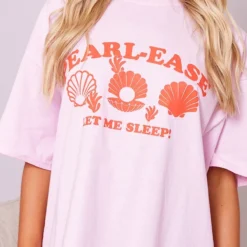 Robe De Chambre Style T-shirt Rose à Slogan "Pearl-ease Let Me Sleep" Imprimé -Jupe Lumine Soldes Boutique 2c8a2a5cc95ebb36a20af148f2b369dbfa3018ca cne1891 4