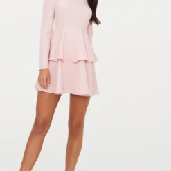 Robe Patineuse Rose Pâle à Col Montant Et Superposition De Volants -Jupe Lumine Soldes Boutique 2c983ebd5250acf2c8dec7b84e32fce4b9454af2 CLV0841 3