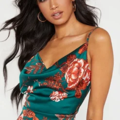 Robe Mi-longue Satinée Vert émeraude Imprimé Floral à Col Bénitier -Jupe Lumine Soldes Boutique 2cb680c75a6edec7272b02945b44ef4c173340c9 cmc7925 5