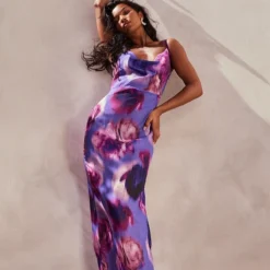 Robe Longue Lacée Dans Le Dos Violette Fleurie Abstraite En Mousseline De Soie Transparente -Jupe Lumine Soldes Boutique 2cca1b0b4139a3760b4d4d076463878e8e79cdce cnd7593 2