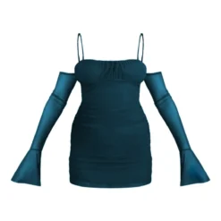 Robe Moulante En Mesh Bleu Sarcelle à Manches Flare Et épaules Dénudées -Jupe Lumine Soldes Boutique 2d8c34ee39d828ddcf7d6ac7264a14fbc987d772 cnc2243 5