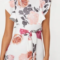 Robe Mi-longue Blanche à Imprimé Floral Et Volants -Jupe Lumine Soldes Boutique 2de2907d98d4b6274ba2e91167c8d1cb5c2018a5 CLW2373 5