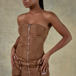 Renew Robe Moulante Marron Cargo Bustier