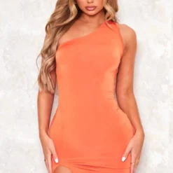 Robe Très Moulante Asymétrique Orange