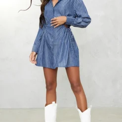 Robe Chemise Bleu Foncé à Taille Froncée Et Découpée -Jupe Lumine Soldes Boutique 2f788b3ea47762ae7029c5b73e0abb9fed10ce94 cnd4048 3
