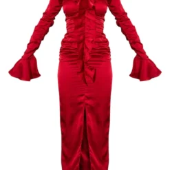 Robe Longue Froncée Rouge à Manches Longues Et Volants -Jupe Lumine Soldes Boutique 3060ced858c13648e051c34863ae30879972785a cnc3031 5