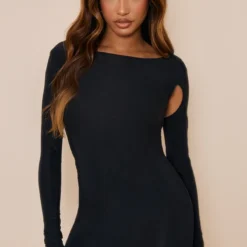 Robe Très Moulante Noire Découpée Sous Les Bras