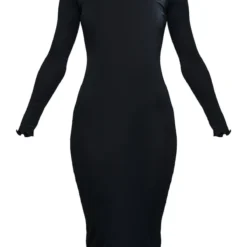 Robe Mi-longue Côtelée Noire à Manches Longues Et Ourlet Légèrement Volanté -Jupe Lumine Soldes Boutique 3181fa7fcf96a2db80bf8bc64b5a3a87b85ebe21 cnd4270 5