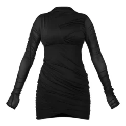 Robe Moulante En Mesh Drapé Noir à Col Montant Et Fronces -Jupe Lumine Soldes Boutique 31ed958d06054cf67bf3698ad2dc7157b34d8eb3 cnc2960 5