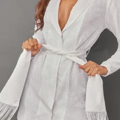 Robe Blazer Blanche à Sequins Et Détail Noué -Jupe Lumine Soldes Boutique 328165e166593a7dfc521ce2589c79f19dfebcbe cnb8005 4