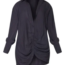 Robe Chemise Noire Froncée Devant Texturée à Manches Longues 9 Robe Chemise Noire Froncée Devant Texturée à Manches Longues -Jupe Lumine Soldes Boutique 32d039a66c672c08d15b9dde3d0082c4063ff258 cms6969 6