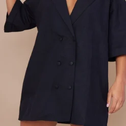 Robe Blazer Noire Effet Lin Oversize à Manches Courtes Et Double Boutonnière 8 Robe Blazer Noire Effet Lin Oversize à Manches Courtes Et Double Boutonnière -Jupe Lumine Soldes Boutique 334e65717d7cbd6b0b58f9f9f473d4d90e7be9ba cmz1807 4