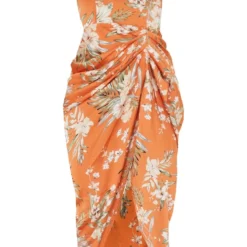 Robe Mi-longue Satinée Rouille Imprimé Fleuri Effet Drapé à Col Bardot -Jupe Lumine Soldes Boutique 35eb066a0b301cc94ed59053d4bd9c573bc3df2f cms5004 6