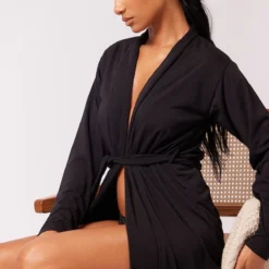 Robe De Chambre Longue En Jersey Brossé Noir -Jupe Lumine Soldes Boutique 3603ffd9f81a71fe6181ea4bd1516220ff1085fb cne4630 4