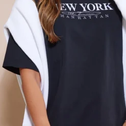 Robe T-shirt Noire à Manches Courtes Et Slogan Badge New York 8 Robe T-shirt Noire à Manches Courtes Et Slogan Badge New York -Jupe Lumine Soldes Boutique 362e32b26597952d923ac57f64b5ea848da5a636 cnd4018 4